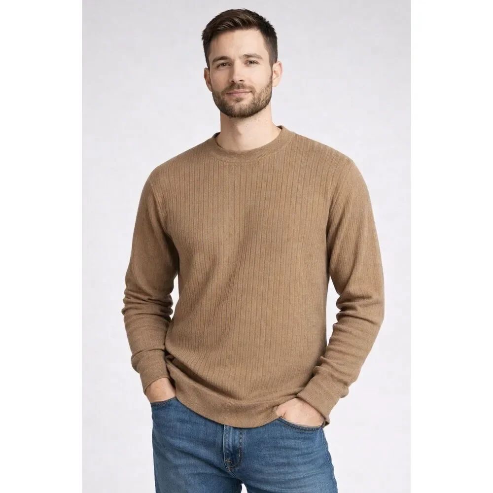 Haggar XL Tan Ribbed Cotton Long Sleeve Shirt Mens NWT